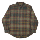 WOLVERINE Mens Green Brown Plaid Shirt L Cotton Blend Casual Button-Down