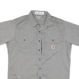 CARHARTT Mens Grey Work Shirt L Cotton Blend Durable Button Pocket