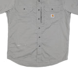 CARHARTT Mens Grey Work Shirt L Cotton Blend Durable Button Pocket