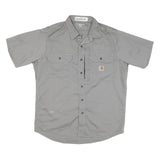 CARHARTT Mens Grey Work Shirt L Cotton Blend Durable Button Pocket