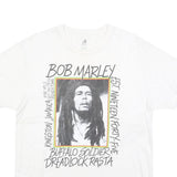ZION Mens White Bob Marley Graphic T-Shirt L Short Sleeve Crew Neck Music
