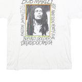 ZION Mens White Bob Marley Graphic T-Shirt L Short Sleeve Crew Neck Music