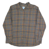 COLUMBIA Mens Grey Brown & Yellow Check Shirt XL Cotton Blend Long Sleeve Casual