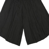 Womens Black Loose Rayon Trousers W24 L18 Embroidered Waist Casual Summer