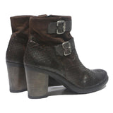 GIL D'ALAIN Womens Brown Leather Ankle Boots UK 8 Stylish Mid Heel Buckle Detail