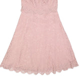 JENNY PACKHAM Womens Pink Lace Fit & Flare Midi Dress UK 12 Elegant Overlay