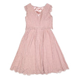 JENNY PACKHAM Womens Pink Lace Fit & Flare Midi Dress UK 12 Elegant Overlay