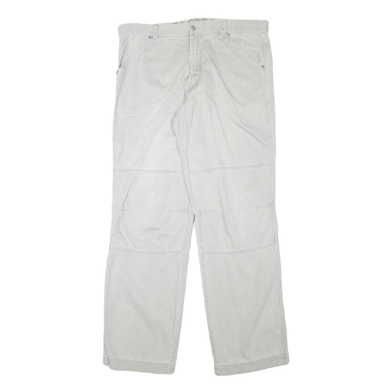 FACTORY Mens Relaxed Light Grey Cotton Blend Trousers W37 L33 Casual Zip Closure