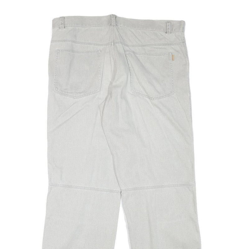 FACTORY Mens Relaxed Light Grey Cotton Blend Trousers W37 L33 Casual Zip Closure