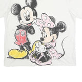 DISNEY Womens White Mickey Mouse & Minnie Mouse Graphic T-Shirt XL Short Sleeve
