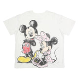 DISNEY Womens White Mickey Mouse & Minnie Mouse Graphic T-Shirt XL Short Sleeve