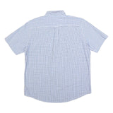 CHAPS Mens Blue & White Check Shirt L Cotton Blend Button Down Casual