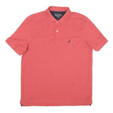 NAUTICA Mens Coral Pink Polo Shirt M Classic Fit Cotton Blend Short Sleeve