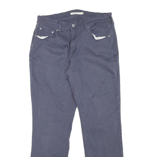 LEVI'S Womens Cotton Blend Blue Regular Straight Trousers W28 L28 Classic Zip