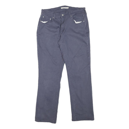 LEVI'S Womens Cotton Blend Blue Regular Straight Trousers W28 L28 Classic Zip