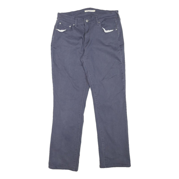 LEVI'S Womens Cotton Blend Blue Regular Straight Trousers W28 L28 Classic Zip