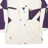 HELLY HANSEN Womens Purple & White Outdoor Jacket S Polyester Blend Zip Pocket