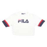 FILA Womens White Navy & Red Graphic T-Shirt XS Short Sleeve Crew Neck Crop