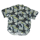 NAK Mens Black & Green Rayon Short Sleeve Shirt L Floral Pattern Tropical