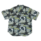NAK Mens Black & Green Rayon Short Sleeve Shirt L Floral Pattern Tropical