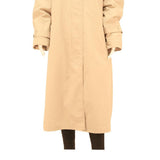 Womens Beige Cotton Blend Long Sleeve Button Closure Classic Coat XL Plain