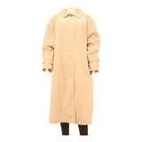 Womens Beige Cotton Blend Long Sleeve Button Closure Classic Coat XL Plain