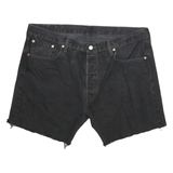 LEVI'S Mens Black Denim Cut-Off Shorts 2XL W38 Raw Hem Casual Cotton