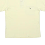LACOSTE Mens Cream Short Sleeve Plain Polo Shirt S Cotton Blend Casual