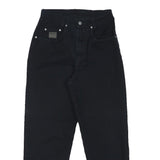 HIS Womens Cotton Blend Black Relaxed Straight Trousers W26 L25 Casual Zip