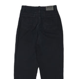 HIS Womens Cotton Blend Black Relaxed Straight Trousers W26 L25 Casual Zip