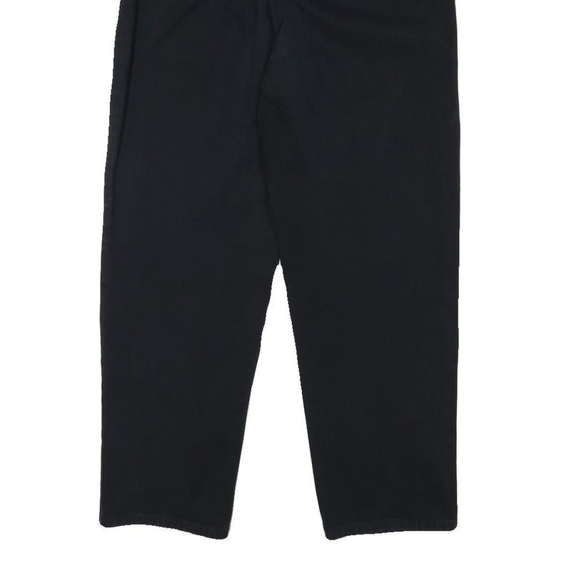 HIS Womens Cotton Blend Black Relaxed Straight Trousers W26 L25 Casual Zip