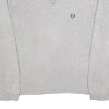 CHAPS Mens Grey Cotton Patterned Jumper Half Zip Crew Neck Regular L