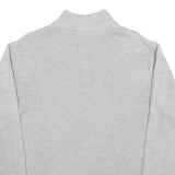 CHAPS Mens Grey Cotton Patterned Jumper Half Zip Crew Neck Regular L