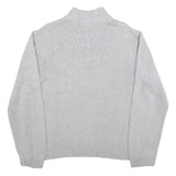 CHAPS Mens Grey Cotton Patterned Jumper Half Zip Crew Neck Regular L