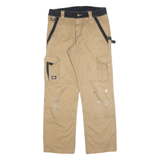 DICKIES Mens Regular Fit Beige & Black Workwear Trousers W32 L32 Durable Cotton