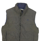 CHAMPION Mens Black Gilet L Polyester Blend Plain Logo Zip Puffer Sleeveless