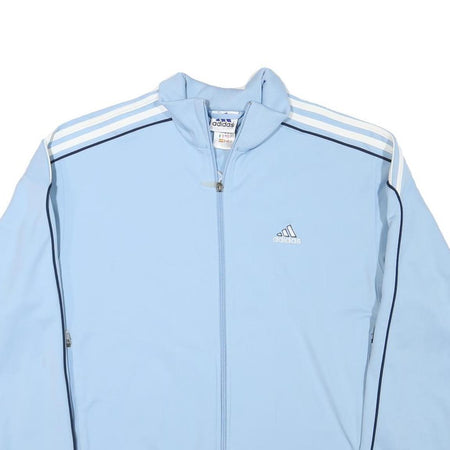 ADIDAS Mens Light Blue Polyester Blend Track Jacket L Zip Plain Sports
