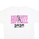 GILDAN Womens White & Pink Knockouts Softball Graphic T-Shirt XL Short Sleeve