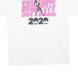 GILDAN Womens White & Pink Knockouts Softball Graphic T-Shirt XL Short Sleeve
