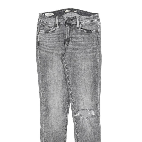 LEVI'S 711 BIG E Womens Slim Skinny Denim Light W26 L28 Distressed Zip Jeans