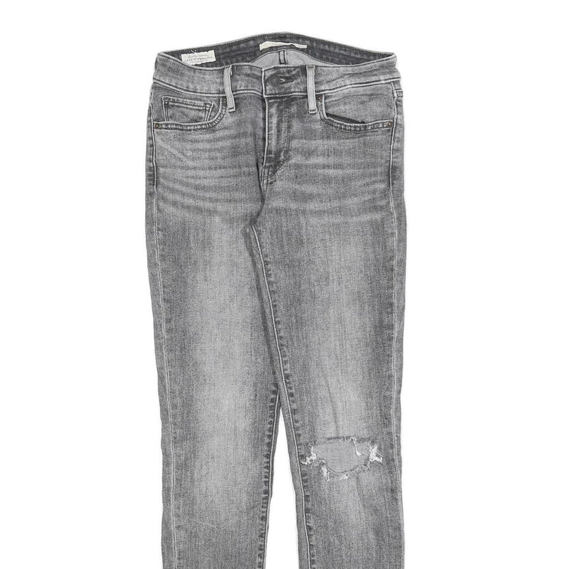 LEVI'S 711 BIG E Womens Slim Skinny Denim Light W26 L28 Distressed Zip Jeans