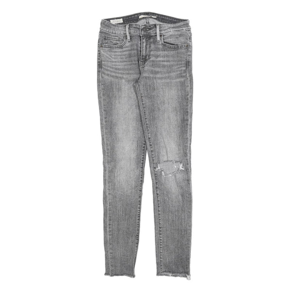 LEVI'S 711 BIG E Womens Slim Skinny Denim Light W26 L28 Distressed Zip Jeans