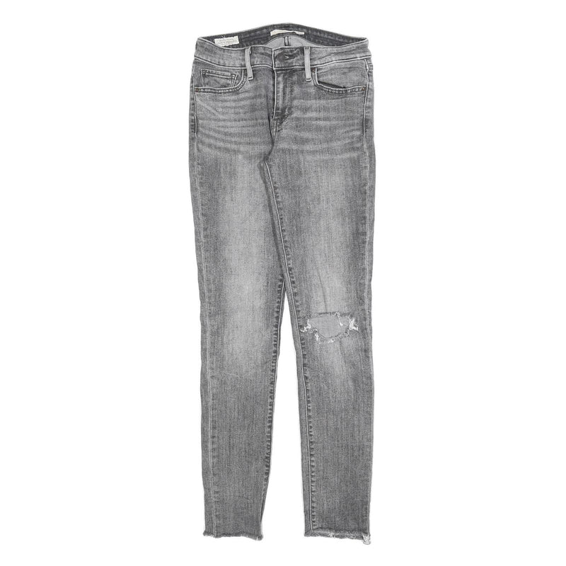 LEVI'S 711 BIG E Womens Slim Skinny Denim Light W26 L28 Distressed Zip Jeans