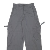 Mens Polyester Blend Grey Relaxed Cargo Trousers W25 L28 Casual Workwear Zip