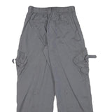 Mens Polyester Blend Grey Relaxed Cargo Trousers W25 L28 Casual Workwear Zip