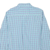 CHAPS Mens Blue & Green Check Shirt L Cotton Blend Button-Down Casual
