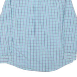 CHAPS Mens Blue & Green Check Shirt L Cotton Blend Button-Down Casual