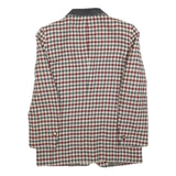 Womens Burgundy & Grey Check Wool Button Jacket M Classic Tailored