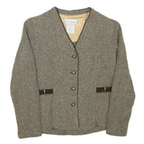 MISS DORHY Womens Brown & Cream Textured Jacket S Polyester Blend Button Closure