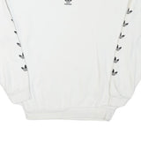 ADIDAS Womens White Sweatshirt Crew Neck UK 4 Cotton Blend Logo Print